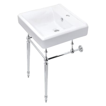 Kingston Brass 20Inch Console Sink with Brass Legs, WhitePolished Chrome KVPB2018W11